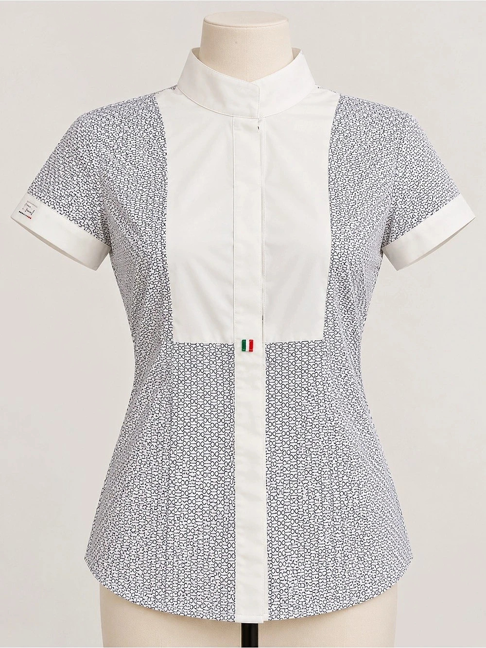 For Horses White Printed Short Sleeve Equestrian Show Shirt